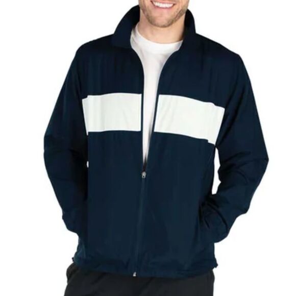 Mens Charles River Striped Sideline Jacket, XXL, Navy w/ white stripe, NWT - Picture 2 of 7